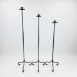 Hand Forged Iron Candelabra Set of 3 (93-113cm) Antique Copper Finish Barley Twist Stem with Socket and Drip Plate