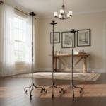 Hand Forged Iron Candelabra Set of 3 (93-113cm) Antique Copper Finish Barley Twist Stem with Socket and Drip Plate - Image 3