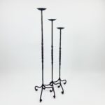 Hand Forged Iron Candelabra Set of 3 (90-110cm) Antique Copper Finish Barley Twist Stem with French Scroll Feet - Image 5