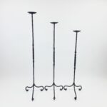 Hand Forged Iron Candelabra Set of 3 (90-110cm) Antique Copper Finish Barley Twist Stem with French Scroll Feet
