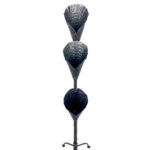 Hand Forged Iron Candelabra Set of 3 (100-120cm) Antique Copper Finish Barley Twist Stem with Calla Lily Cups - Image 7