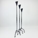 Hand Forged Iron Candelabra Set of 3 (100-120cm) Antique Copper Finish Barley Twist Stem with Calla Lily Cups - Image 7