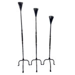 Hand Forged Iron Candelabra Set of 3 (100-120cm) Antique Copper Finish Barley Twist Stem with Calla Lily Cups