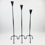 Hand Forged Iron Candelabra Set of 3 (100-120cm) Antique Copper Finish Barley Twist Stem with Calla Lily Cups