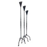 Hand Forged Iron Candelabra Set of 3 (100-120cm) Antique Copper Finish Barley Twist Stem with Calla Lily Cups - Image 6
