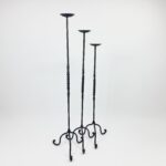 Hand Forged Iron Candelabra Set of 3 (93-113cm) Antique Copper Finish Barley Twist Stem with Wide Scroll Base - Image 5