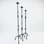 Hand Forged Iron Candelabra Set of 3 (107-127cm) Antique Copper Finish Open Twist Stem with Arched Base - Image 7