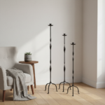 Hand Forged Iron Candelabra Set of 3 (107-127cm) Antique Copper Finish Open Twist Stem with Arched Base - Image 2