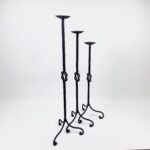 Hand Forged Iron Candelabra Set of 3 (78-98cm) Antique Copper Double Stem with Hercules Knot Detail - Image 8