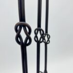 Hand Forged Iron Candelabra Set of 3 (82-102cm) Antique Copper Double Stem with Hercules Knot and Arched Base - Image 9