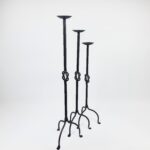 Hand Forged Iron Candelabra Set of 3 (82-102cm) Antique Copper Double Stem with Hercules Knot and Arched Base - Image 10