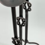 Hand Forged Iron Candelabra Set of 3 (82-102cm) Antique Copper Double Stem with Hercules Knot and Arched Base - Image 8