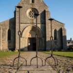 Hand Forged Iron Candelabra Set of 3 (82-102cm) Antique Copper Double Stem with Hercules Knot and Arched Base - Image 5