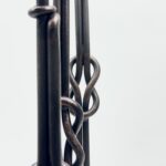 Hand Forged Iron Candelabra Set of 3 (88-108cm) Antique Copper Double Stem with Hercules Knot and Arched Base - Image 8