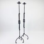 Hand Forged Iron Floor Candelabra (110cm) Hercules Knot Double Stem - Antique Copper or Gold Finish - Image 16