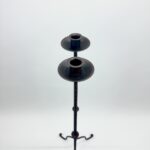 Hand Forged Iron Candelabra Pair (105cm) Antique Copper Hammered Stem with Socket and Drip Plate - Image 4