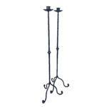 Hand Forged Iron Candelabra Pair (105cm) Antique Copper Hammered Stem with Socket and Drip Plate - Image 5