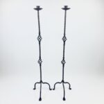 Hand Forged Iron Candelabra Pair (115cm) Antique Copper Expanded Open-Twist Stem