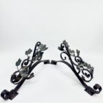 Hand Forged Iron Wall Art Scroll (54cm) Antique Copper & Green Patina Grapevine Motif