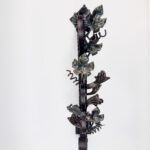 Hand Forged Iron Wall Art Scroll (54cm) Antique Copper & Green Patina Grapevine Motif - Image 10