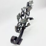 Hand Forged Iron Wall Art Scroll (54cm) Antique Copper & Green Patina Grapevine Motif - Image 11