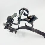 Hand Forged Iron Wall Art Scroll (54cm) Antique Copper & Green Patina Grapevine Motif - Image 9