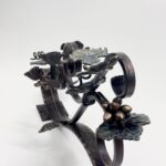 Hand Forged Iron Wall Art Scroll (54cm) Antique Copper & Green Patina Grapevine Motif - Image 8