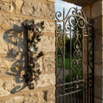 Hand Forged Iron Wall Art Scroll (54cm) Antique Copper & Green Patina Grapevine Motif - Image 2