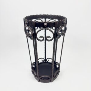 Hand Forged Iron Umbrella Stand (50cm) Antique Copper Scrollwork Design