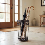 Hand Forged Iron Umbrella Stand (50cm) Antique Copper Scrollwork Design - Image 3