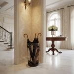 Hand Forged Iron Umbrella Stand (50cm) Antique Copper Scrollwork Design - Image 2