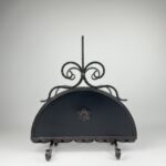 Hand Forged Iron Newspaper & Magazine Rack (54cm) Antique Gold Scroll Design with Arched Handle - Image 9