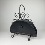 Hand Forged Iron Newspaper & Magazine Rack (54cm) Antique Gold Scroll Design with Arched Handle