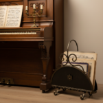 Hand Forged Iron Newspaper & Magazine Rack (54cm) Antique Gold Scroll Design with Arched Handle - Image 6