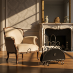 Hand Forged Iron Newspaper & Magazine Rack (54cm) Antique Gold Scroll Design with Arched Handle - Image 2