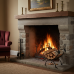 Hand Forged Iron Log Holder (51cm) Antique Copper Leaf Design Firewood Rack - Image 4