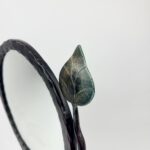 Hand Forged Iron Tabletop Vanity Mirror (55cm) Antique Copper Leaf Design - Image 8