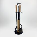 Modern Fireplace Tool Set (66cm) Matte Black & Natural Wood Handles - 4 Piece Kit - Image 9