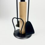 Modern Fireplace Tool Set (66cm) Matte Black & Natural Wood Handles - 4 Piece Kit - Image 6