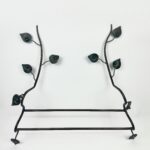 Hand Forged Iron Wall Towel Rack (82cm) Antique Copper Branch Design with Glass Bead Leaves