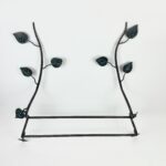 Hand Forged Iron Wall Towel Rack (82cm) Antique Copper Branch Design with Glass Bead Leaves - Image 7