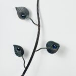 Hand Forged Iron Wall Towel Rack (82cm) Antique Copper Branch Design with Glass Bead Leaves - Image 6