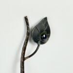 Hand Forged Iron Wall Towel Rack (82cm) Antique Copper Branch Design with Glass Bead Leaves - Image 8