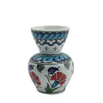 Hand Painted Ceramic Vase (15cm) Traditional Turkish Carnation Pattern - Classic Flared Neck Bud Vase for Table Decor