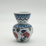 Hand Painted Ceramic Vase (15cm) Traditional Turkish Carnation Pattern - Classic Flared Neck Bud Vase for Table Decor - Image 4