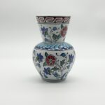 Handmade Ceramic Bud Vase (15cm) Classic Blue & White Iznik Floral Pattern with Yellow Accents - Artisan Table Decor - Image 4