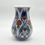 Handmade Ceramic Vase (20cm) Traditional Turkish Tulip & Carnation Pattern - Pear Shaped (Armudi) Art Decor - Image 7