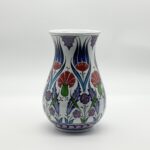 Handmade Ceramic Vase (20cm) Traditional Turkish Tulip & Carnation Pattern - Pear Shaped (Armudi) Art Decor - Image 6