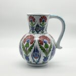 Handmade Ceramic Pitcher Vase (20cm) Traditional Turkish Carnation Pattern with Handle - Decorative Jug Art Decor - Image 5