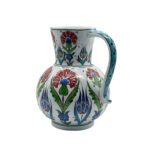 Handmade Ceramic Pitcher Vase (20cm) Traditional Turkish Carnation Pattern with Handle - Decorative Jug Art Decor - Image 4